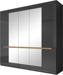 Гардероб Хектор с 5 врати 3 огледала сив гланц и апенцелски бор с дължина 225 см