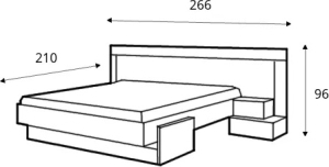 Легло Морена черен мат и орех балтимор за матрак с размер 160/200 см