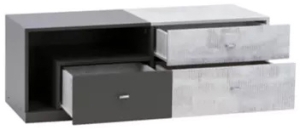 ТВ шкаф Табло с 3 чекмеджета и ниша графит, бял мат и атлантик