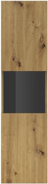 Витрина Ава с 1 лява/дясна врата стояща или за стенен монтаж дъб артизан и черен мат