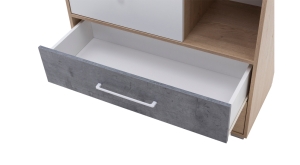Скрин Степ с 3 чекмеджета и 1 ниша дъб бискит, бял мат и бетон