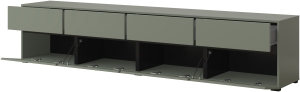 ТВ шкаф Крос с 4 клапващи врати и 4 чекмеджета борово зелено и черен мат