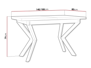 Трапезна разтегателна маса Икон 4 с ПДЧ плот 140-180/80 см с избор на цвят и метални крака