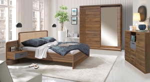 Легло Ефект в комплект с 2бр. нощни шкафчета орех колумбия и конго мат за матрак с размер 160/200 см