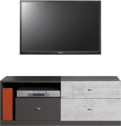 ТВ шкаф Табло с 3 чекмеджета и ниша графит и енигма