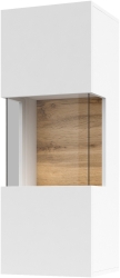 Стенна витрина Ава с 1 лява/дясна врата бял мат и дъб вотан