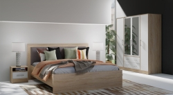 Спален комплект Смарт с легло с повдигащ механизъм дъб сонома и бял мат