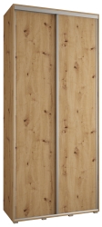Гардероб Давос 1 с 2 плъзгащи врати с дълбочина 45 см дъб артизан с дръжки сребро с дължина 100, 110, 120, 130 или 140 см