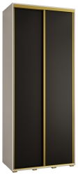 Гардероб Давос 1 с 2 плъзгащи врати с дълбочина 45 см бял и черен мат с дръжки злато с дължина 100, 110, 120, 130 или 140 см