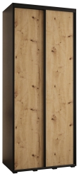 Гардероб Давос 1 с 2 плъзгащи врати с дълбочина 45 см черен мат и дъб артизан с черни дръжки с дължина 100, 110, 120, 130 или 140 см