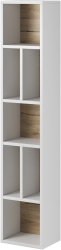 Вертикална стенна етажерка Толедо бял мат и светъл дъб сан ремо