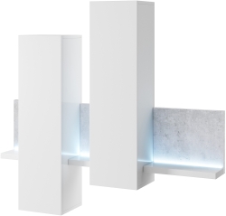 Стенен модул Бота с полица и LED осветление бял мат и бетон колорадо