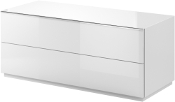 ТВ шкаф Хелио с 1 клапваща врата с дължина 120 см бял мат и бяло стъкло