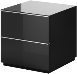 ТВ шкаф Хелио с 2 чекмеджета с дължина 50 см черен мат и черно стъкло