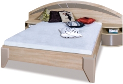 Легло Доме 2-1 в комплект с 2бр. нощни шкафчета дъб сонома и капучино гланц за матрак с размер 160/200 см