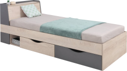 Единично легло Делта с 2 чекмеджета и ракла за матрак с размер 90/200 см дъб и антрацит