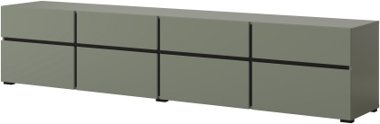 ТВ шкаф Крос с 4 клапващи врати и 4 чекмеджета борово зелено и черен мат