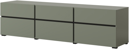 ТВ шкаф Крос с 3 клапващи врати и 3 чекмеджета борово зелено и черен мат