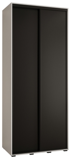 Гардероб Давос 1 с 2 плъзгащи врати с дълбочина 45 см бял и черен мат с черни дръжки с дължина 100, 110, 120, 130 или 140 см