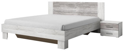 Легло Вера в комплект с  2бр. нощни шкафчета арктически бор каньон светъл и тъмен за матрак с размер 160/200 или 180/200 см