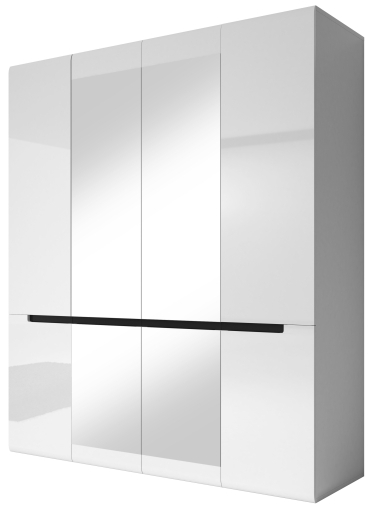 Гардероб Хектор с 4 врати 2 огледала бял гланц с дължина 181 см