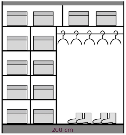 Гардероб Доме 8 с 2 плъзгащи врати и огледало дъб сонома и бял гланц с дължина 150 и 200 см