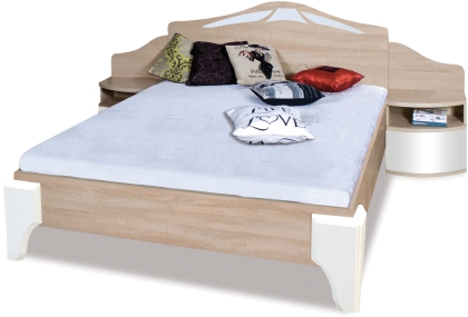 Легло Доме 2-4 в комплект с 2бр. нощни шкафчета дъб сонома и бял гланц за матрак с размер 160/200 см