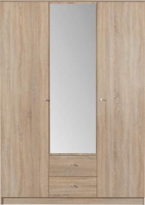 Гардероб Оптимо с 3 врати и 2 чекмеджета с огледало с дължина 150 см дъб сонома