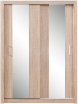 Гардероб Дука с 2 плъзгащи врати и огледало с дължина 160 см дъб сонома