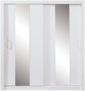 Гардероб Дука с 2 плъзгащи врати и огледало с дължина 200 см бял мат