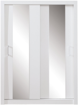 Гардероб Дука с 2 плъзгащи врати и огледало с дължина 160 см бял мат