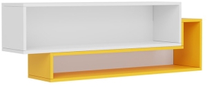 Стенна етажерка Моби с 2 ниши бял мат и жълт