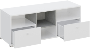 ТВ шкаф Сигма с 2 чекмеджета и 4 ниши бетон, бял мат и дъб