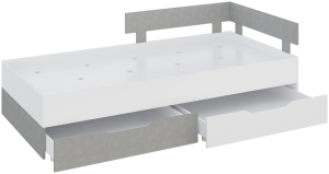Единично легло Сигма с 2 чекмеджета за матрак с размер 90/200 см  бетон, бял мат и дъб