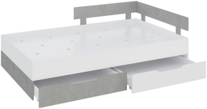 Единично легло Сигма с 2 чекмеджета за матрак с размер 120/200 см бял мат и бетон