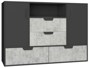 Скрин Нано с 2 врати, 4 чекмеджета и 1 ниша графит и енигма