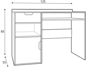 Бюро Нано с 1 врата, 1 чекмедже и 1 ниша графит и енигма