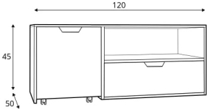 ТВ шкаф Нано с 1 чекмедже и ниша с подвижен контейнер графит и дъб ривиера