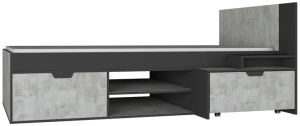 Единично легло Нано с 1 чекмедже, контейнер и два рафта за матрак с размер 90/200 см графит и енигма