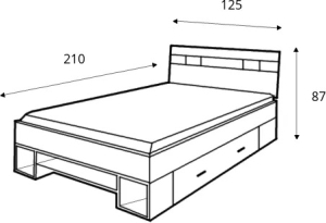 Единично легло Некст с 1 чекмедже и ниши за матрак с размер 120/200 см избелен бор и лилав