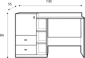 Бюро Табло с 1 врата, 2 чекмеджета и 3 ниши графит и енигма