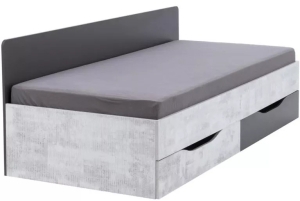 Единично легло Табло с 2 чекмеджета за матрак с размер 90/200 см графит и енигма
