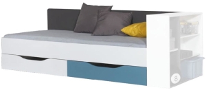 Единично легло Табло с 2 чекмеджета за матрак с размер 90/200 см графит, бял мат и атлантик
