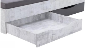 Единично легло Табло с 2 чекмеджета за матрак с размер 90/200 см графит, бял мат и атлантик