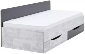 Единично легло Табло с 2 чекмеджета и панел с рафтове за матрак с размер 90/200 см графит и енигма