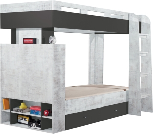 Двуетажно легло Табло с 2 чекмеджета и ниши графит и енигма