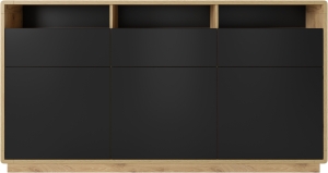 Скрин Астон с 3 врати, 3 чекмеджета и 3 ниши дъб таурус и черен мат