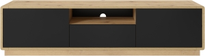 ТВ шкаф Астон с 2 врати, 1 чекмедже и 1 ниша с дължина 180 см дъб таурус и черен мат