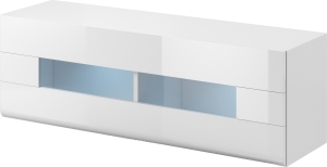Хоризонтална стенна витрина Толедо с 1 повдигаща врата  бял гланц