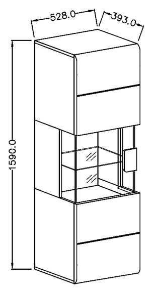 Стенна витрина Толедо с 1 врата лява/дясна бял гланц